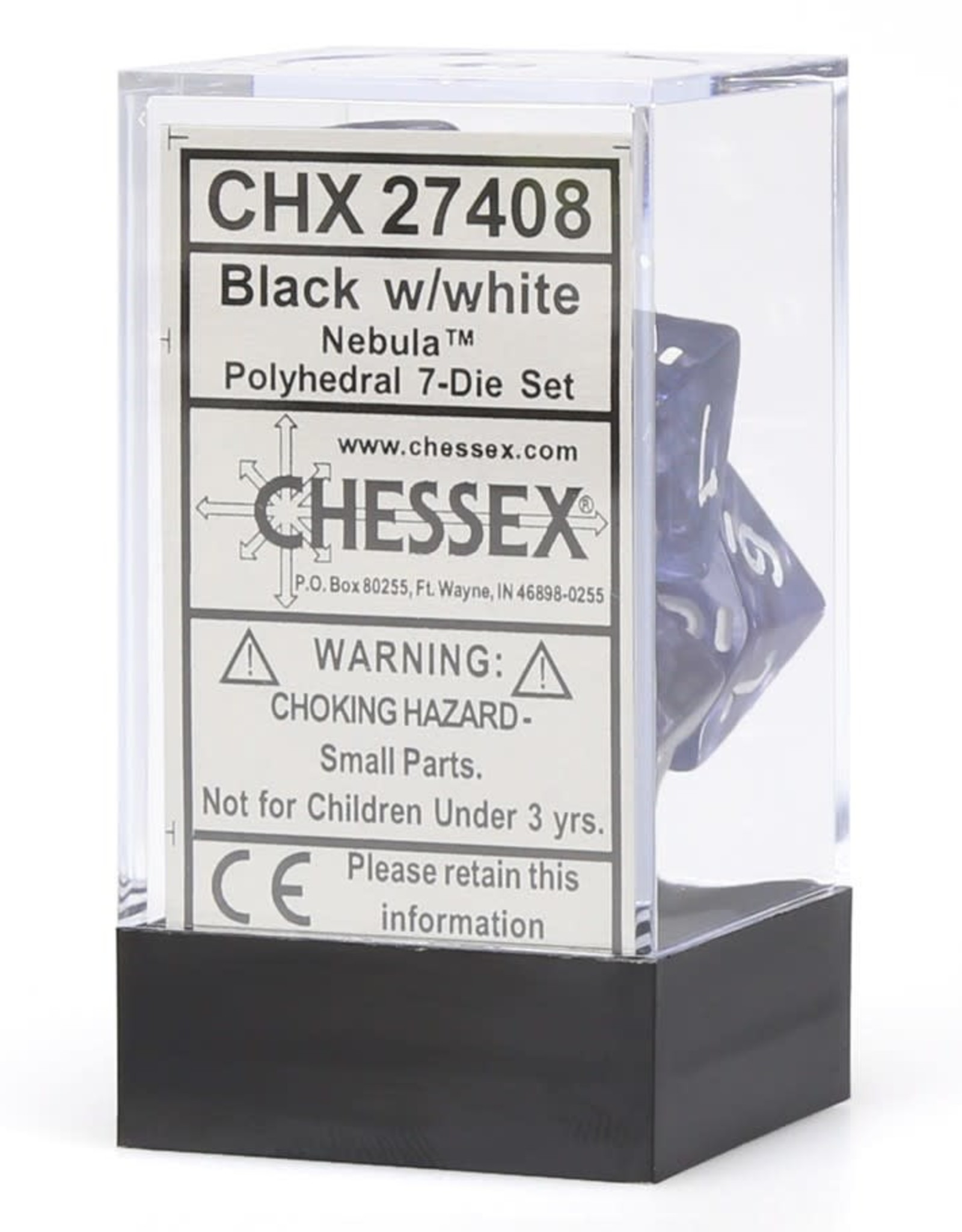 Chessex CHX Nebula Dice: Black/White Poly 7-Die Set 27408
