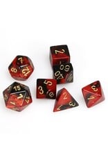Chessex CHX Gemini Dice: Black-Red/Gold Poly 7-Die Set 26433