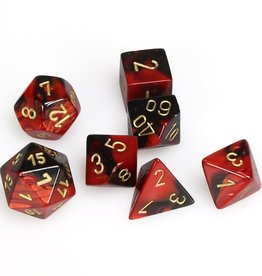 Chessex CHX Gemini Dice: Black-Red/Gold Poly 7-Die Set 26433