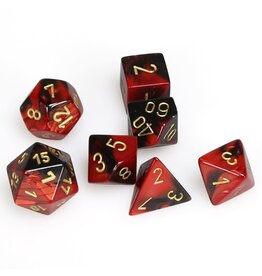 Chessex CHX Gemini Dice: Black-Red/Gold Poly 7-Die Set 26433