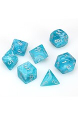Chessex CHX Cirrus Dice: Aqua/Silver Poly 7-Die Set 27465
