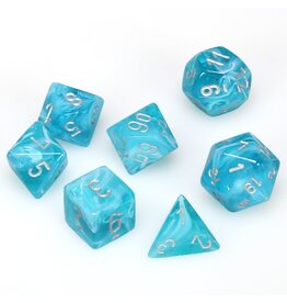 Chessex CHX Cirrus Dice: Aqua/Silver Poly 7-Die Set 27465