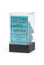 Chessex CHX Cirrus Dice: Aqua/Silver Poly 7-Die Set 27465