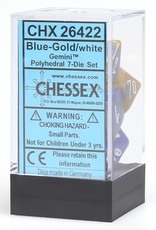 Chessex CHX Gemini Dice: Blue-Gold/White Poly 7-Die Set 26422