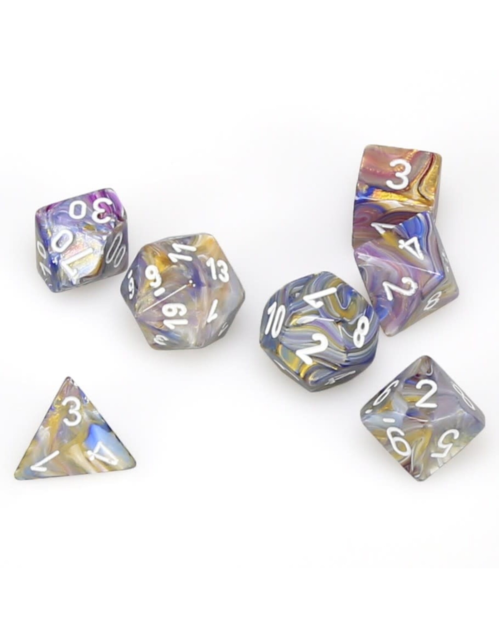 Chessex CHX Festive Dice: Carousel/White Poly 7-Die Set 27440