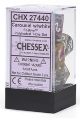 Chessex CHX Festive Dice: Carousel/White Poly 7-Die Set 27440