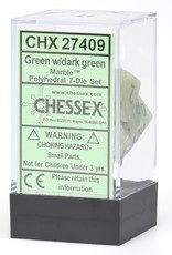 Chessex CHX Marble Dice: Green/Dark Green Poly 7-Die Set 27409
