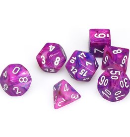 Chessex CHX Festive Dice: Violet/White Poly 7-Die Set 27457