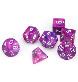 Chessex CHX Festive Dice: Violet/White Poly 7-Die Set 27457