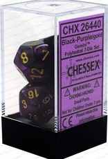 Chessex CHX Gemini Dice: Black-Purple/Gold Poly 7-Die Set 26440