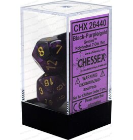 Chessex CHX Gemini Dice: Black-Purple/Gold Poly 7-Die Set 26440