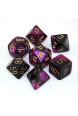 Chessex CHX Gemini Dice: Black-Purple/Gold Poly 7-Die Set 26440