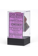 Chessex CHX Gemini Dice: Purple-Red/Gold Poly 7-Die Set 26426