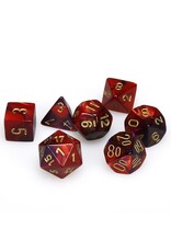 Chessex CHX Gemini Dice: Purple-Red/Gold Poly 7-Die Set 26426