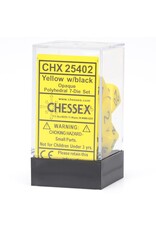 Chessex CHX Opaque Dice: Yellow/Black Poly 7-Die Set 25402