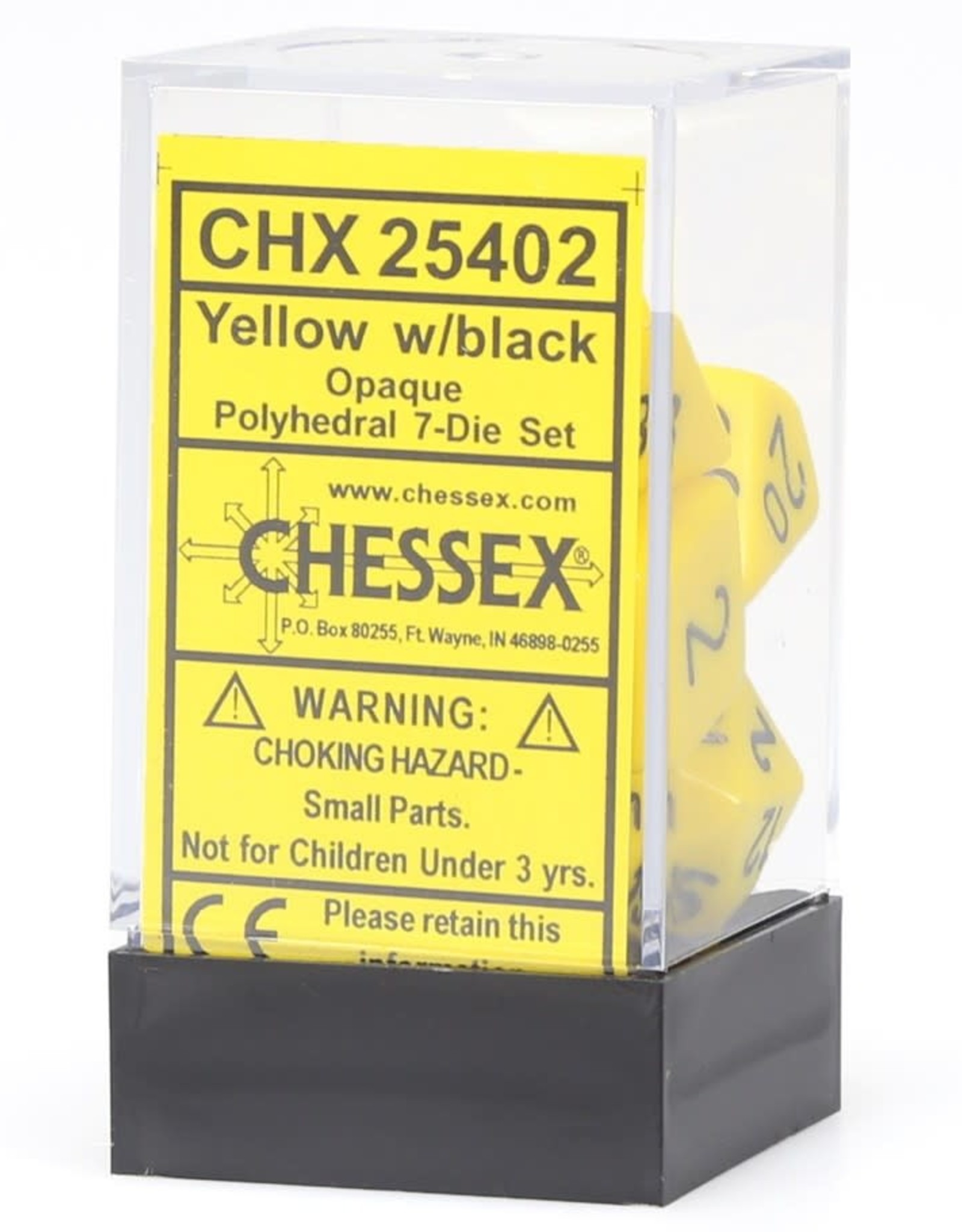 Chessex CHX Opaque Dice: Yellow/Black Poly 7-Die Set 25402