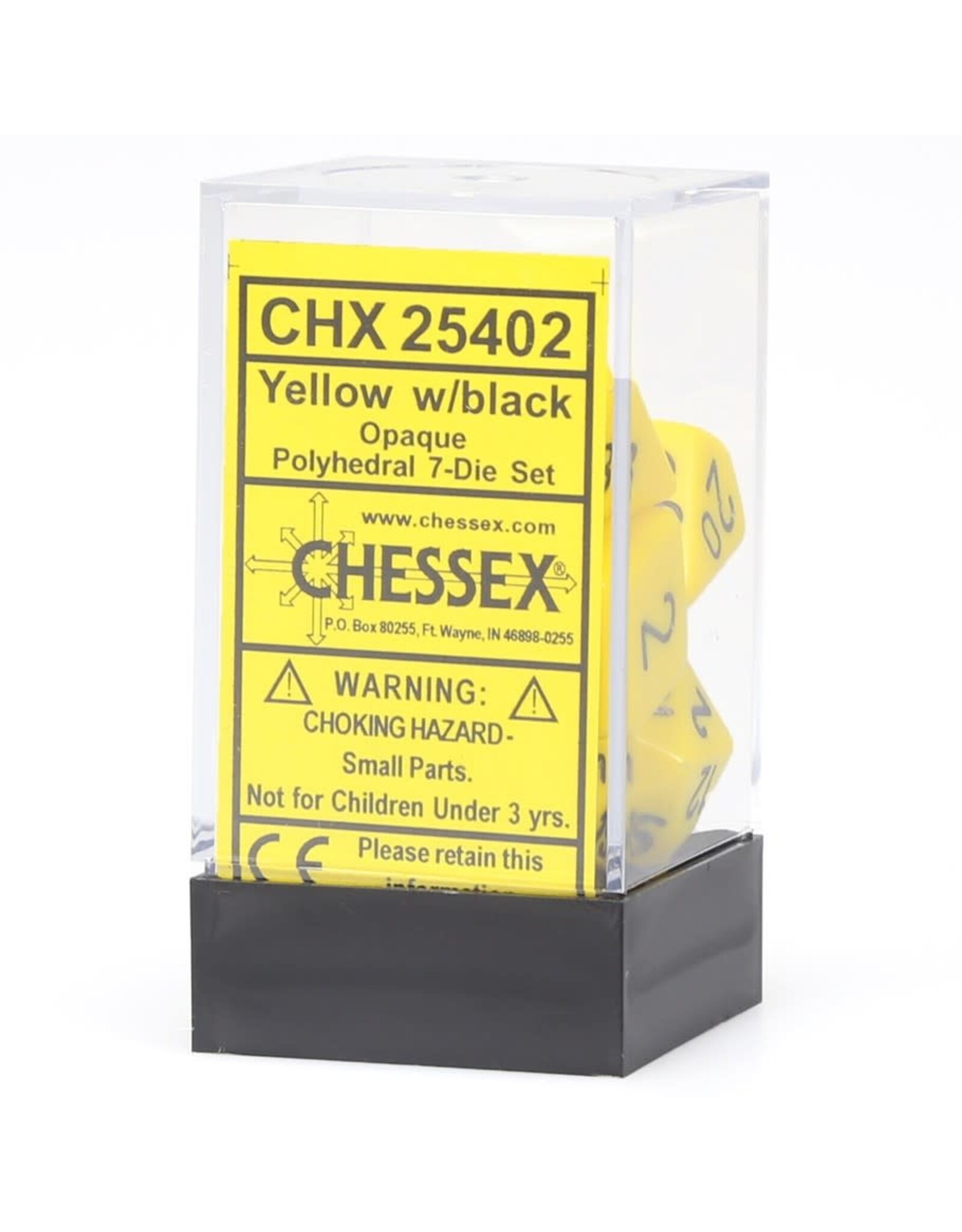 Chessex CHX Opaque Dice: Yellow/Black Poly 7-Die Set 25402