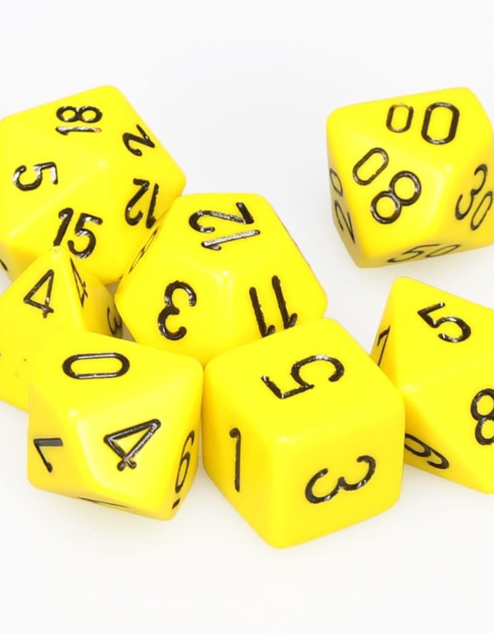 Chessex CHX Opaque Dice: Yellow/Black Poly 7-Die Set 25402