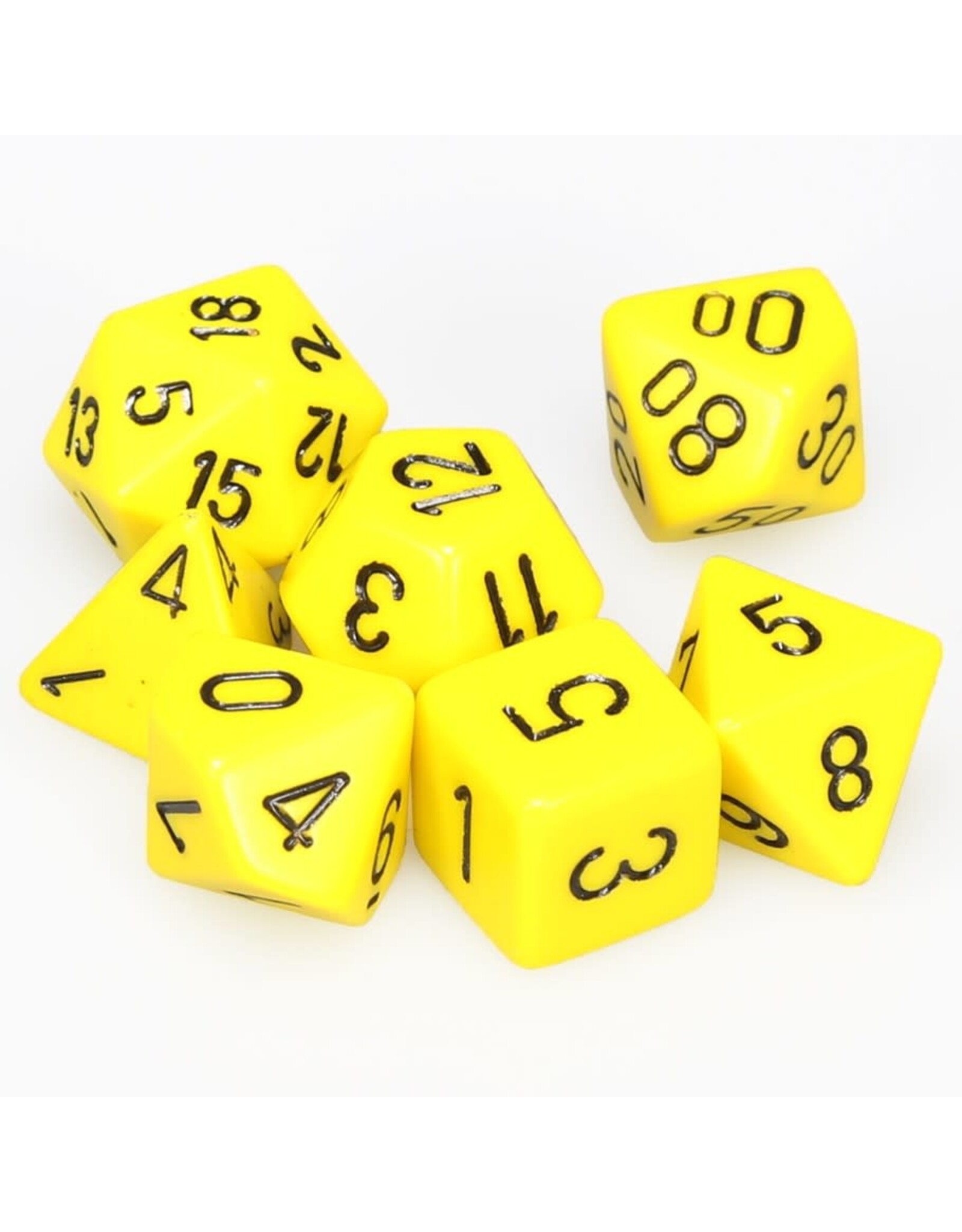 Chessex CHX Opaque Dice: Yellow/Black Poly 7-Die Set 25402