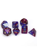 Chessex CHX Gemini Dice: Blue-Purple/Gold Poly 7-Die Set 26428