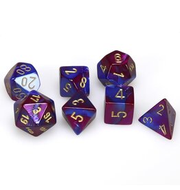 Chessex CHX Gemini Dice: Blue-Purple/Gold Poly 7-Die Set 26428