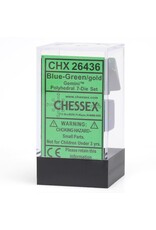 Chessex CHX Gemini Dice: Blue-Green/Gold Poly 7-Die Set 26436