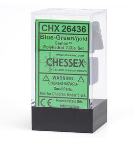 Chessex CHX Gemini Dice: Blue-Green/Gold Poly 7-Die Set 26436