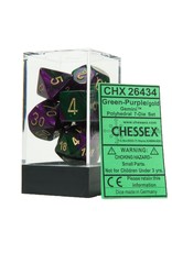 Chessex CHX Gemini Dice: Green-Purple/Gold Poly 7-Die Set 26434