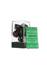 Chessex CHX Gemini Dice: Green-Purple/Gold Poly 7-Die Set 26434