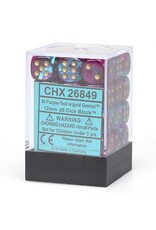 Chessex CHX Gemini Dice: Purple-Teal/Gold 12mm d6 Block (36ct) 26849