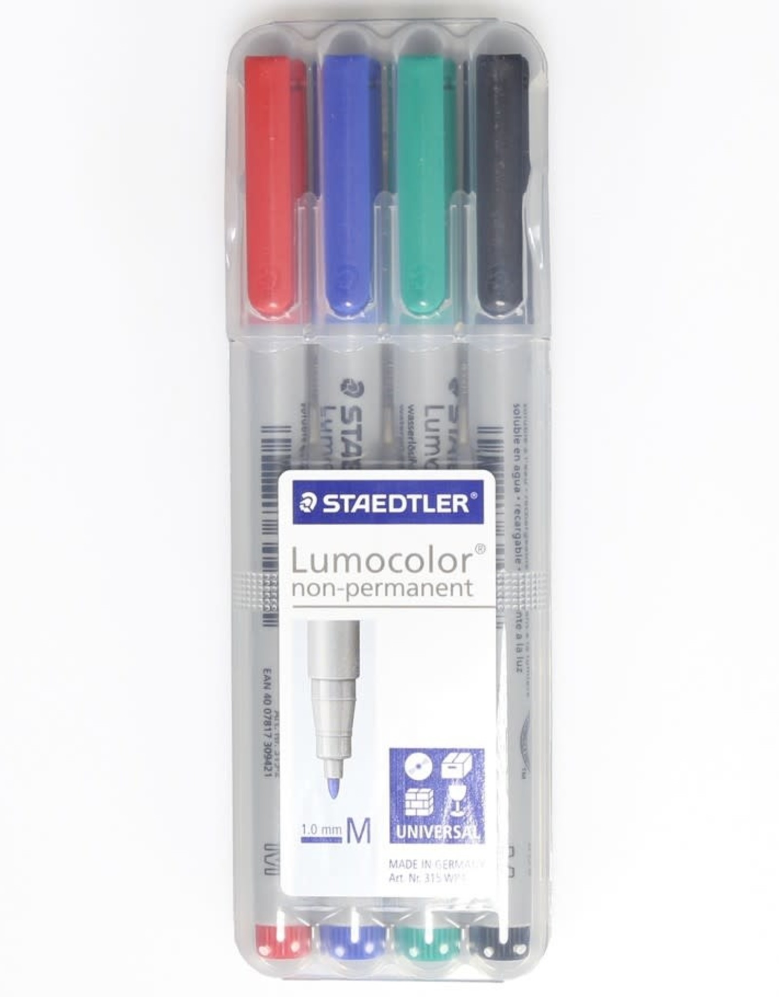 Staedtler Lumocolor Mat Marker: Medium Tip Water-Soluble 4-Pack Markers