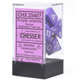Chessex CHX Opaque Dice: Purple/White Poly 7-Die Set 25407
