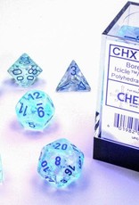 Chessex CHX Borealis Dice: Luminary Icicle/Light Blue Poly 7-Die Set 27581