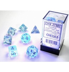 Chessex CHX Borealis Dice: Luminary Icicle/Light Blue Poly 7-Die Set 27581