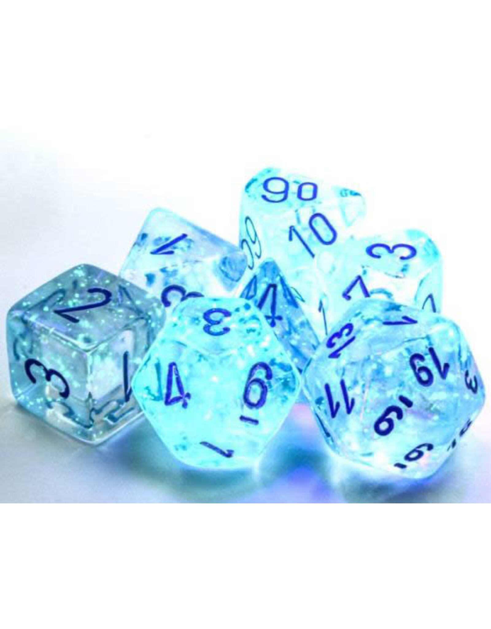 Chessex CHX Borealis Dice: Luminary Icicle/Light Blue Poly 7-Die Set 27581