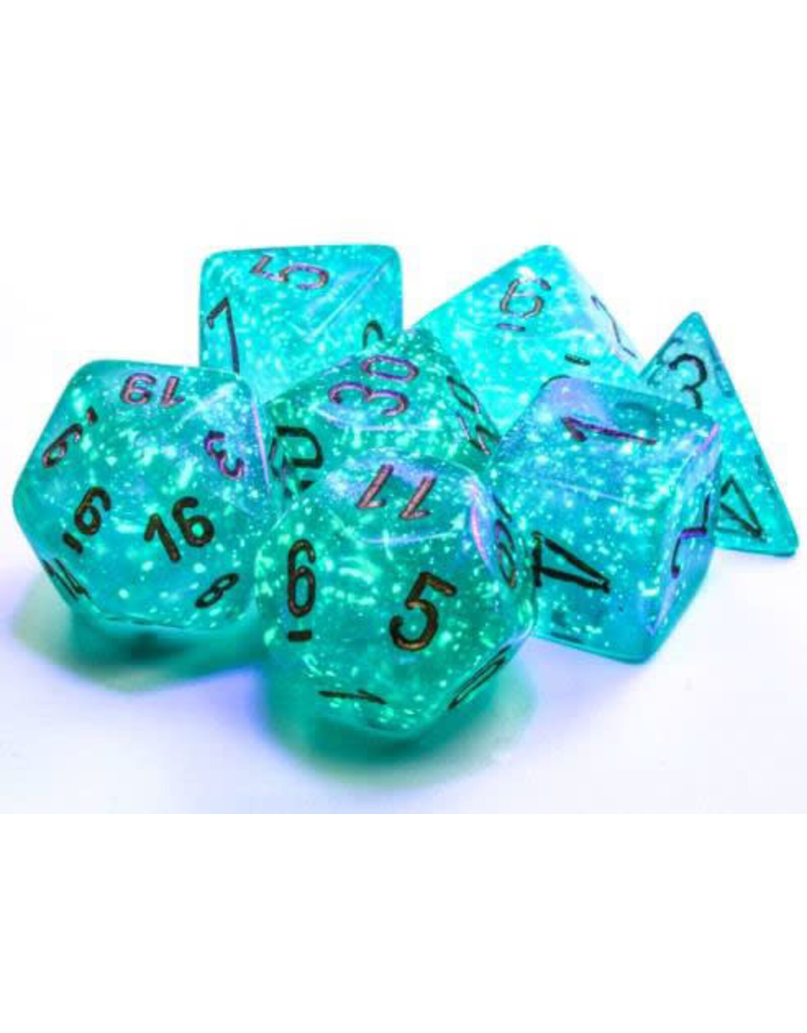Chessex CHX Borealis Dice: Luminary Teal/Gold Poly 7-Die Set 27585
