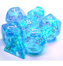 Chessex CHX Borealis Dice: Luminary Sky Blue/White Poly 7-Die Set 27586