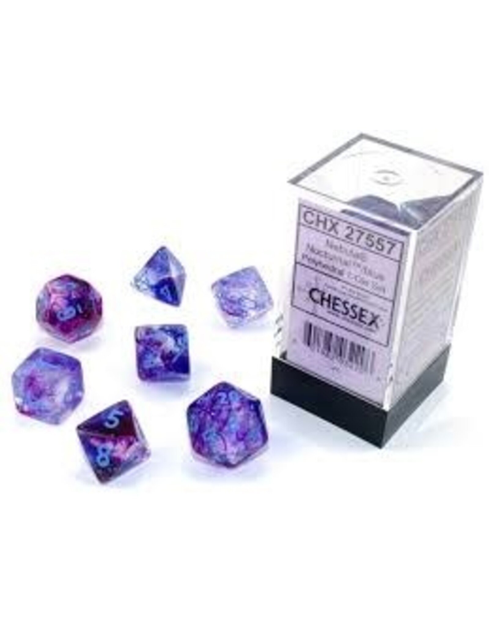 Chessex CHX Nebula Dice: Luminary Nocturnal/Blue Poly 7-Die Set 27557