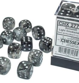 Chessex CHX Borealis Dice: Luminary Light Smoke/Silver 16mm d6 Block (12ct) 27778