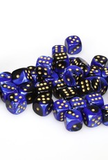 Chessex CHX Gemini Dice: Black-Blue/Gold 12mm d6 Block (36ct) 26835