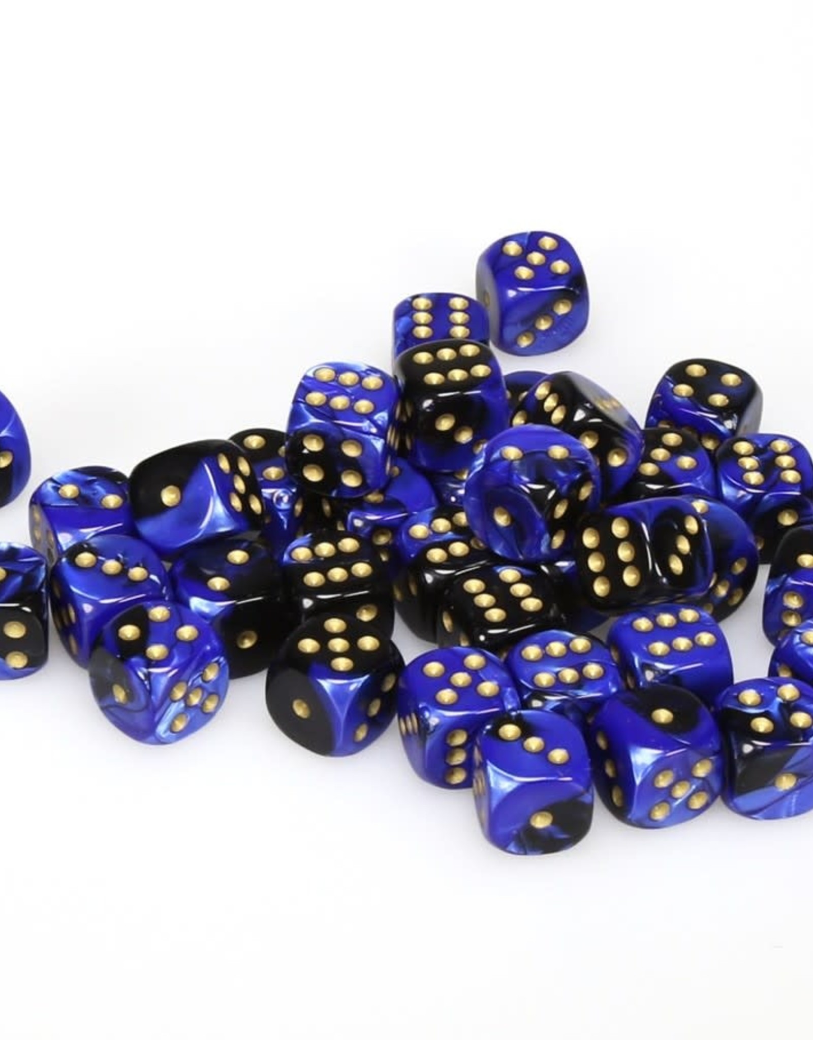 Chessex CHX Gemini Dice: Black-Blue/Gold 12mm d6 Block (36ct) 26835