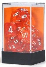 Chessex CHX Translucent Dice: Orange/White Poly 7-Die Set 23073