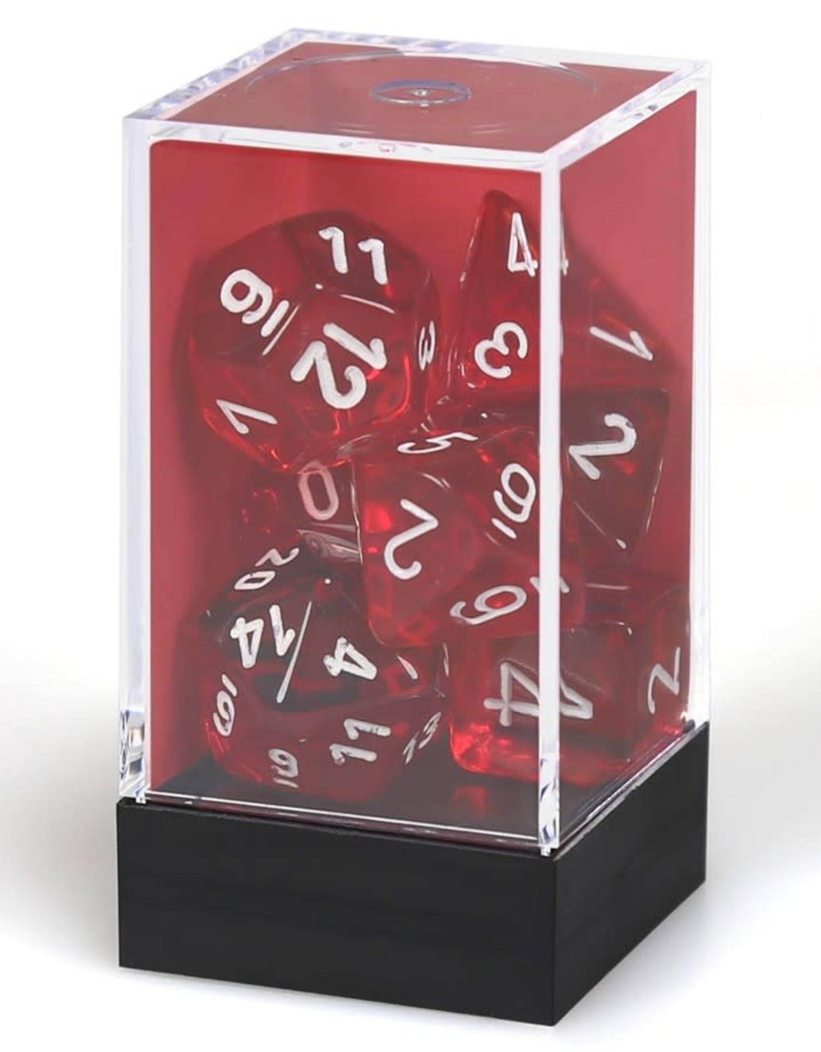 Chessex CHX Translucent Dice: Red/White Poly 7-Die Set 23074