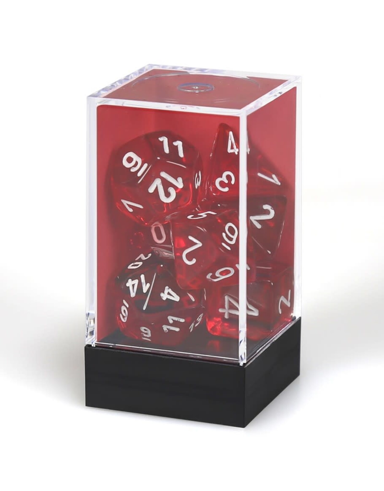 Chessex CHX Translucent Dice: Red/White Poly 7-Die Set 23074