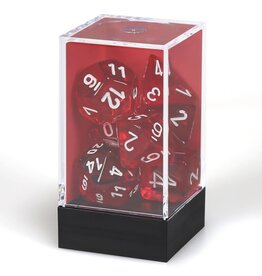 Chessex CHX Translucent Dice: Red/White Poly 7-Die Set 23074