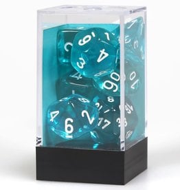 Chessex CHX Translucent Dice: Teal/White Poly 7-Die Set 23085