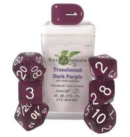 Role 4 Initiative R4I Dice: Translucent Dark Purple w/White 7-Die Set