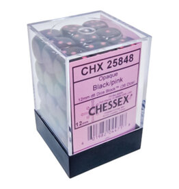 Chessex CHX Opaque Dice: Black/Pink 12mm d6 Block (36ct) 25848