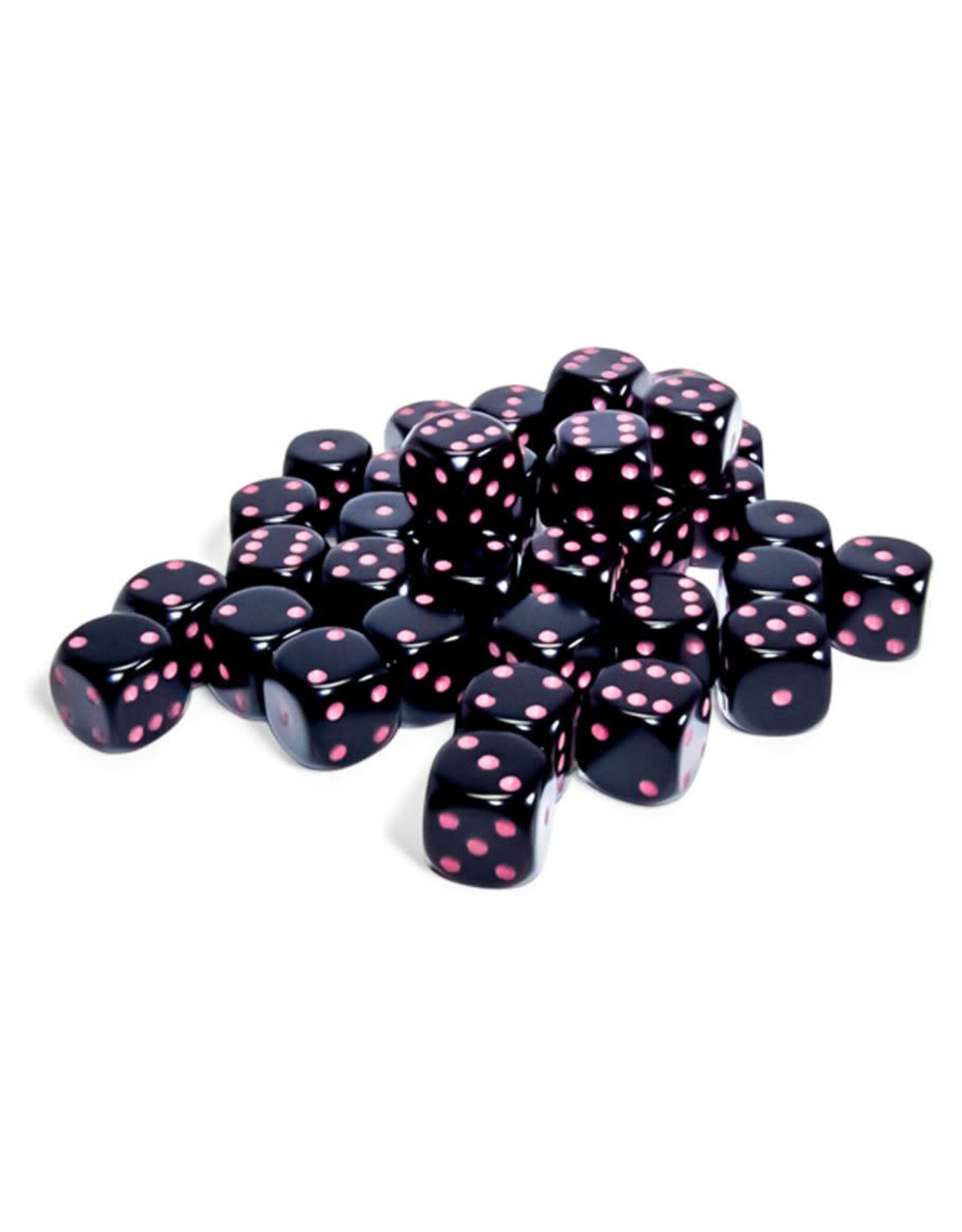 Chessex CHX Opaque Dice: Black/Pink 12mm d6 Block (36ct) 25848