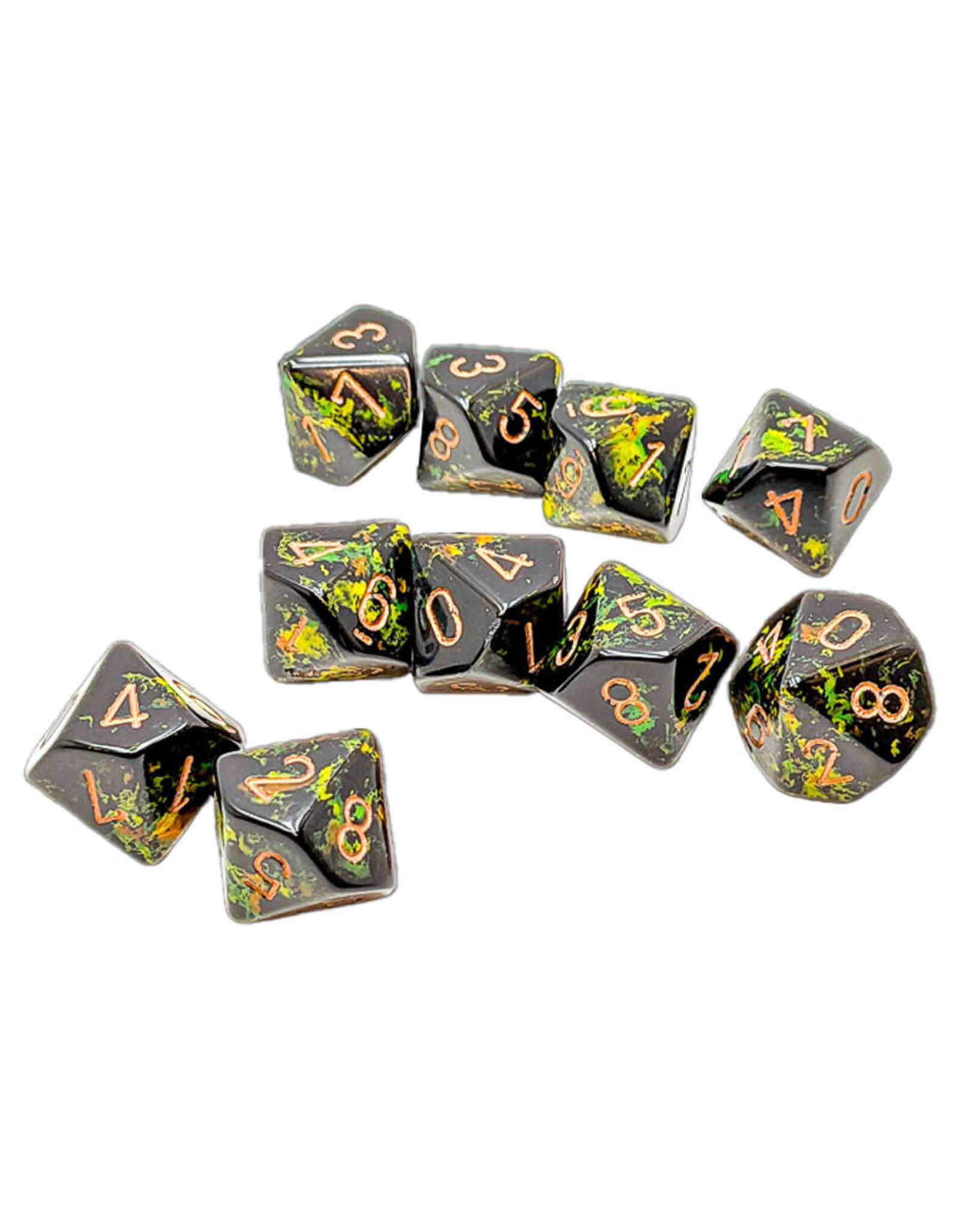 Chessex CHX Brush Dice: Deep Forest/Gold Set of 10 d10's 24205